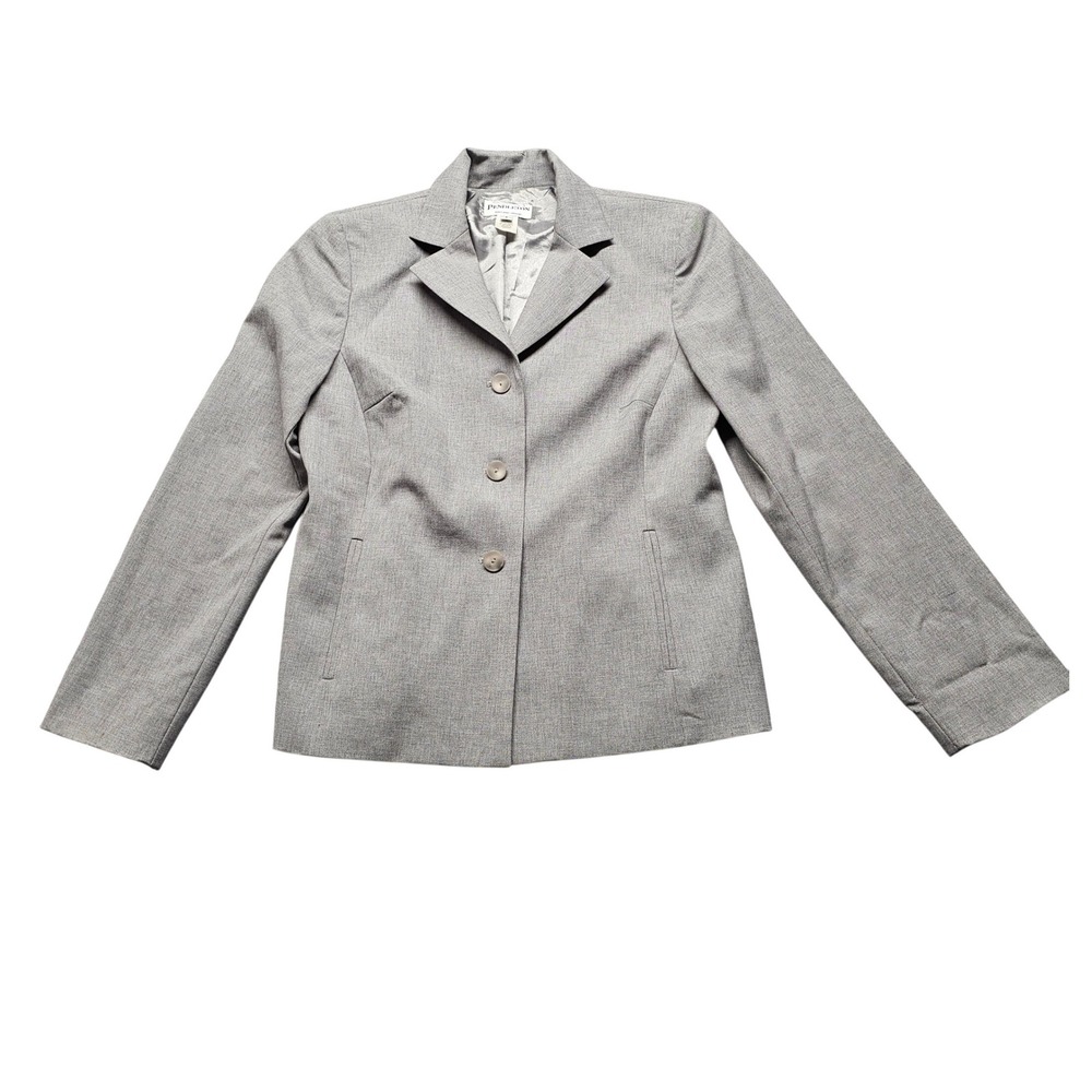 Pendleton Womens 8 Gray Wool Blend 3-Button Blazer Jacket Lined Tailored  Luxury